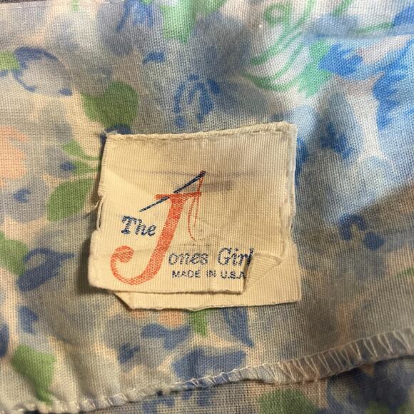 VTG Day Dress The Jones Girl Sz 12 Blue Floral Midi Pleated Feminine 50s 60s - Picture 8 of 13